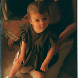 Dark Green Linen Blouse & Bloomer Set