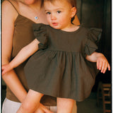 Dark Green Linen Blouse & Bloomer Set