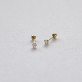 Princess Cut Studs -10k Gold