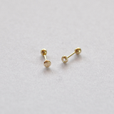 Bezel Round Studs - 14k Gold