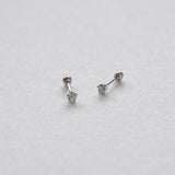Round White Studs - 14k White Gold
