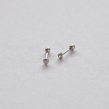 Bezel Round White Studs - 14k White Gold