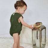 Lucio Muslin Dark Green Romper