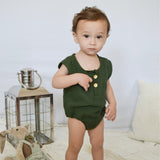 Lucio Muslin Dark Green Romper
