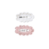 Pink & White Crochet Hair Clip