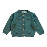 Flower Knit Teal Blue Cardigan