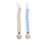 Beige-Light Blue Crochet Paci Holders