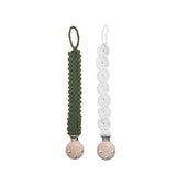 Green-White Crochet Paci Holders